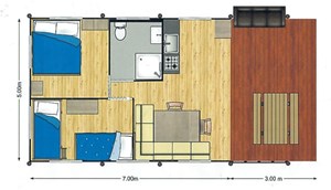 Safaritent with shower and toilet - floorplan
