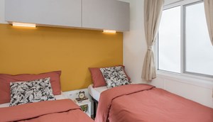 Mobile home Prestige Deluxe airco - kids bedroom with two single beds