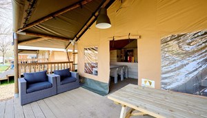 Safari Tent Cottage with covered wooden veranda