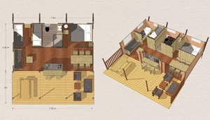 Safaritent Borky with shower and toilet - floorplan